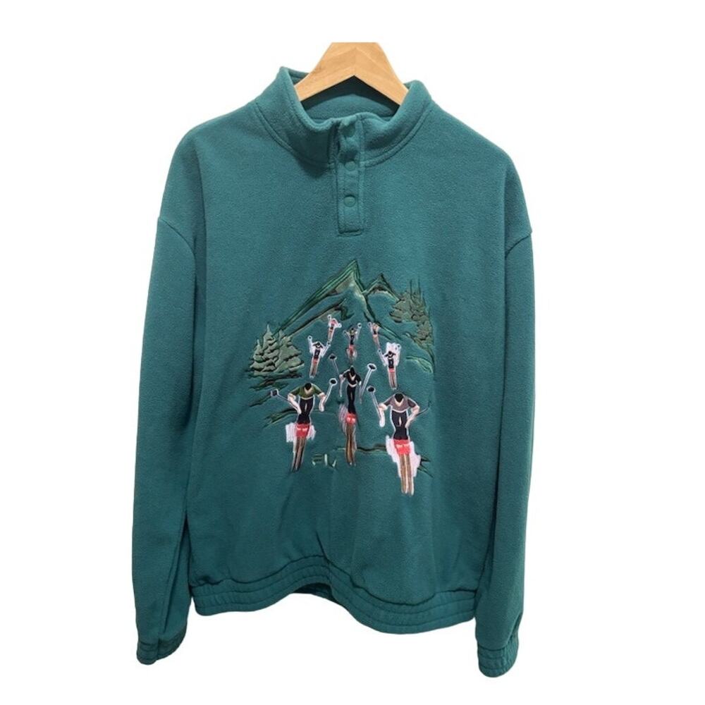 FILA ski sweatshirt UO exclusive Tide Clayton Fleece embroidered  1/4 zip sz XL